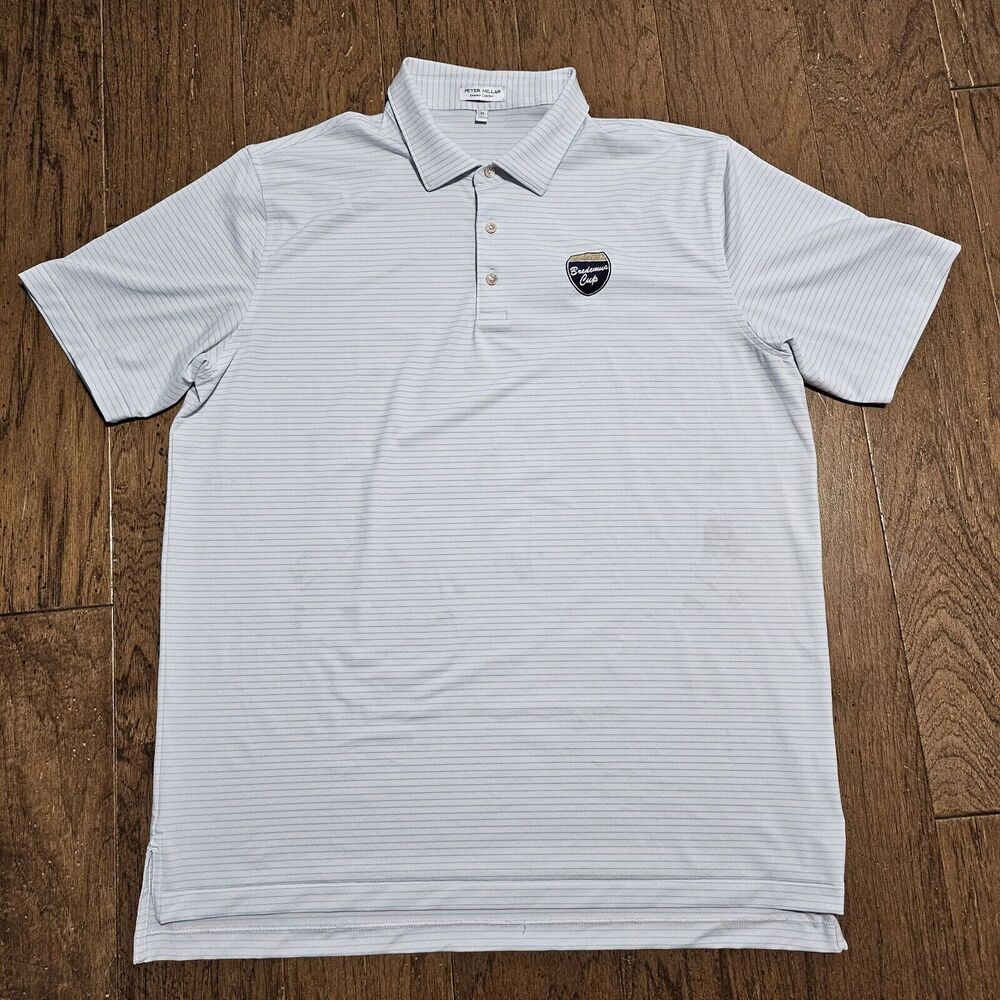 Peter Millar Polo Shirt Mens XL Blue Striped Summer Comfort Short Sleeve Stretch - Picture 2 of 9